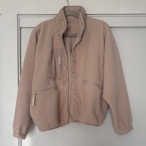 FREE PEOPLE Hit The Slopes Fleece in Muted Beige, Size Medium